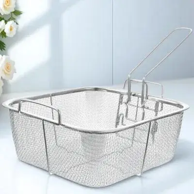 

1Pcs Square Frying Basket Stainless Steel Fryer Tool for Food Frying French Fries Oil Drainage Kitchen Use