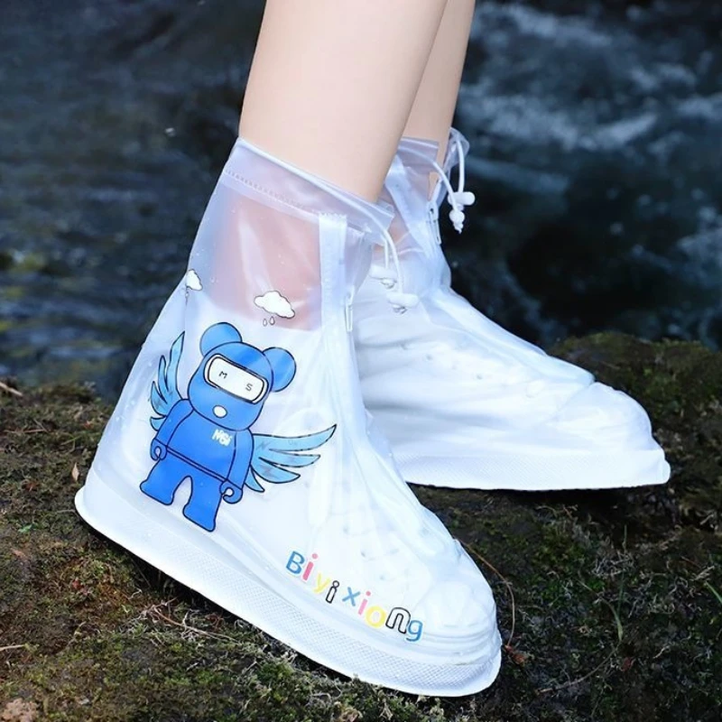 Men's & Women's Stylish High-Top Waterproof Rain Boot Covers Non-Slip Thick Durable Overshoes for Rainy Days
