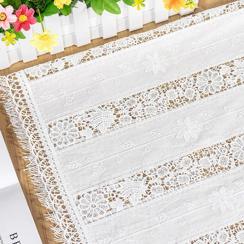 New Cotton Fringe Lace Embroidery Fabric Milk Silk Thread for Clothing Home Textile Sewing Accessories