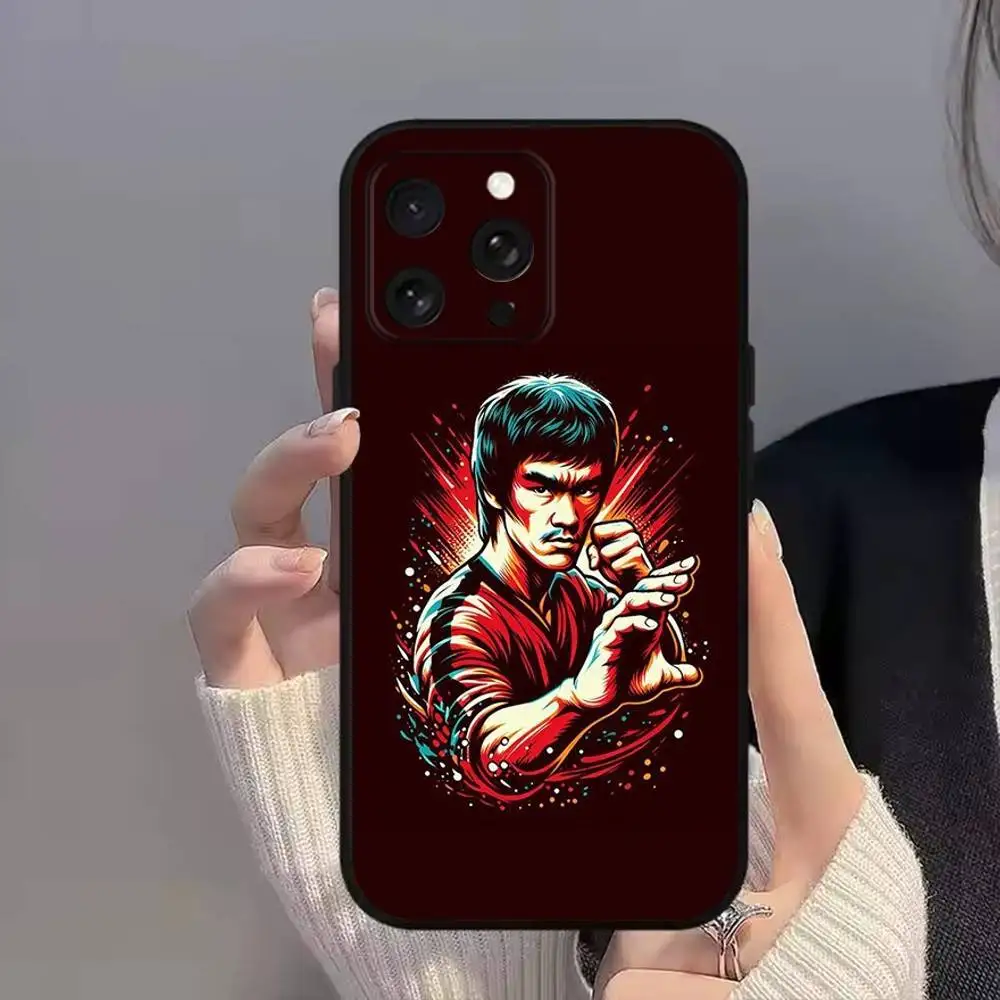 حافظة هاتف B-Bruce Lee-es رائعة لهاتف iPhone 16e,16,15,14,13,12,11,Pro,X,XS,Max,XR,Plus,غطاء أسود ناعم صغير