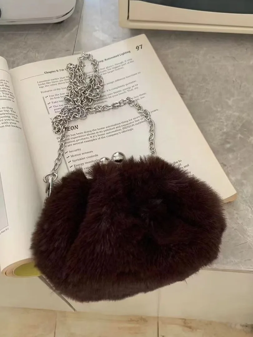 

Trendy Cute Furry Crossbody Bag Versatile Clip on Faionable High End Sensation New 2025 Small Youth Phone Bag