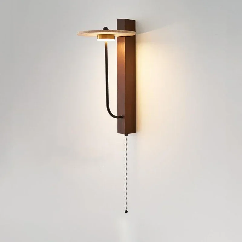 SANDYHA Nordic Retro Walnut Design Lâmpada de Parede LED Light Made Disponível para Sala de estar Quarto Decoração Estudo Luminárias