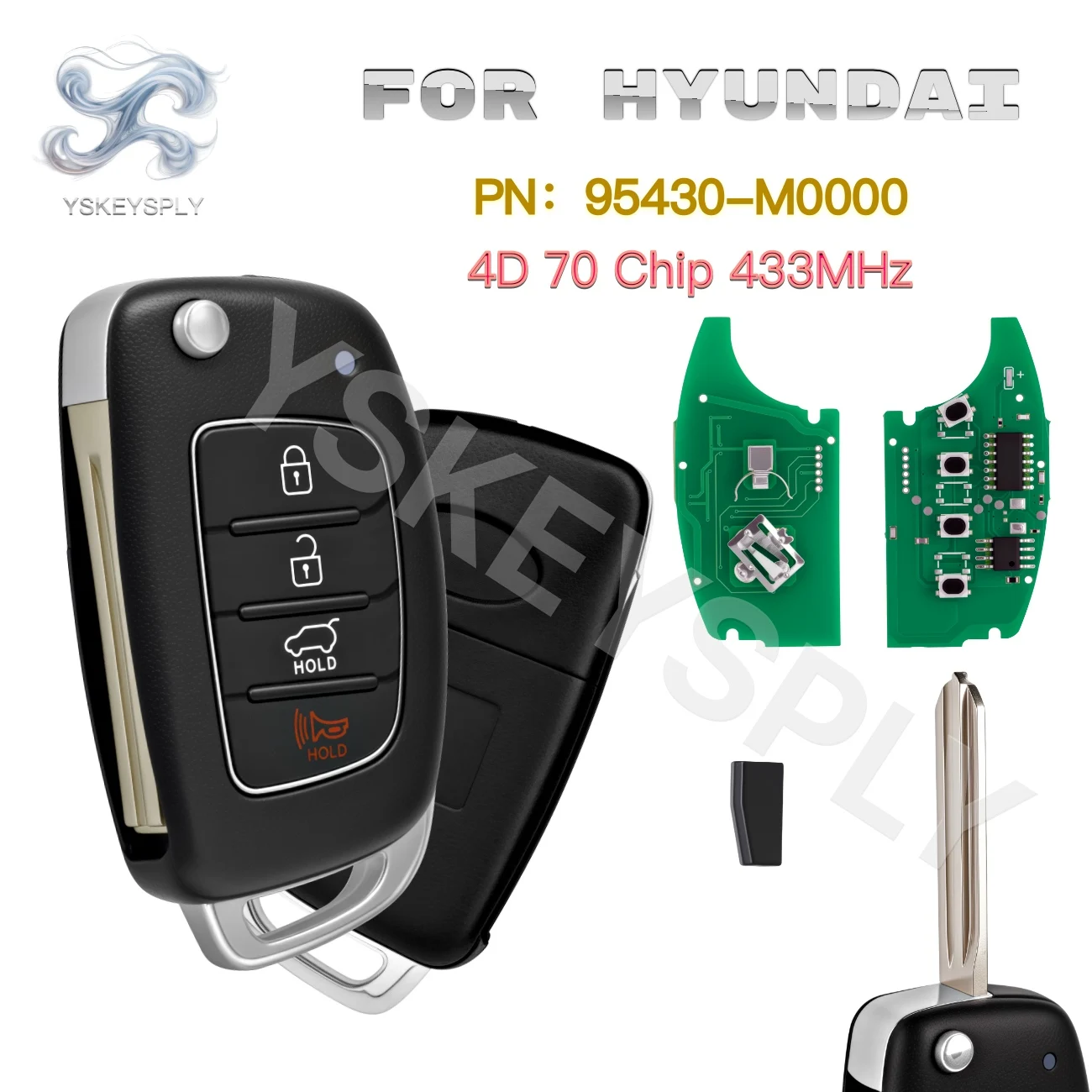 

For Hyundai Creta 2016 Smart Key Remote 4D 70 Chip 433MHz 95430-M0000 3-Button