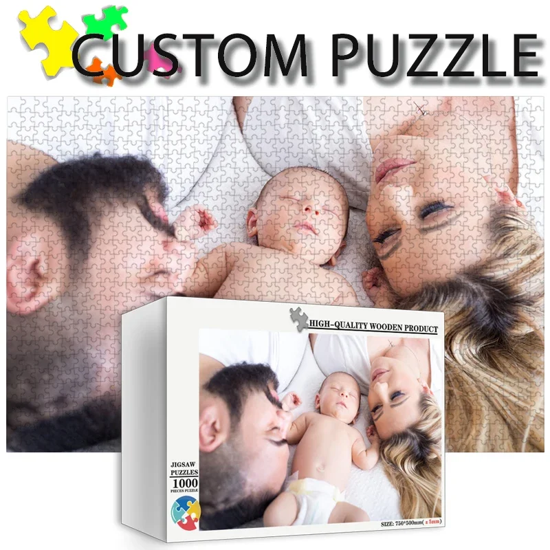 Photo Custom Jigsaw Wooden Personalized Puzzle with BOX DIY Toys for Kids Decoration Collectiable Funny Adult Leisure Toys Gifts