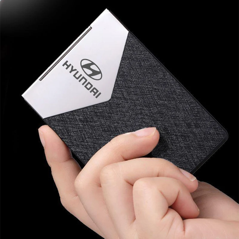 حامل بطاقة رخصة قيادة السيارة من الألومنيوم حافظة ائتمان معرف رفيعة لسيارة Hyundai HB20 KONA i20 i10 IONIQ Elantra Palisade Sonata Grandeur