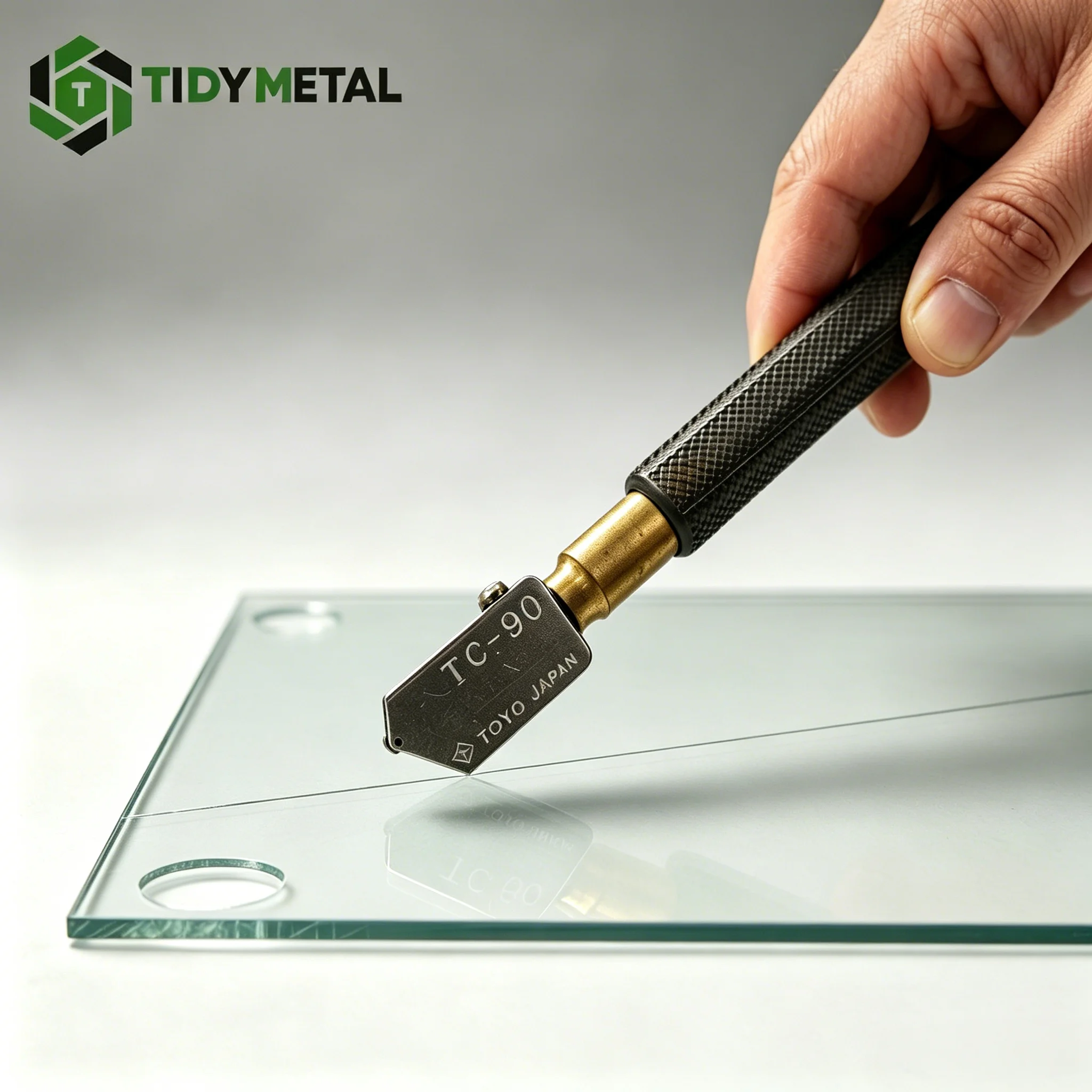 TOYO TC-90 Diamond Glass Cutter Roller Wheel Glass Cutting Tool Professional Hand Tool Glass Cutter for 3-15mm Glass & Tile
