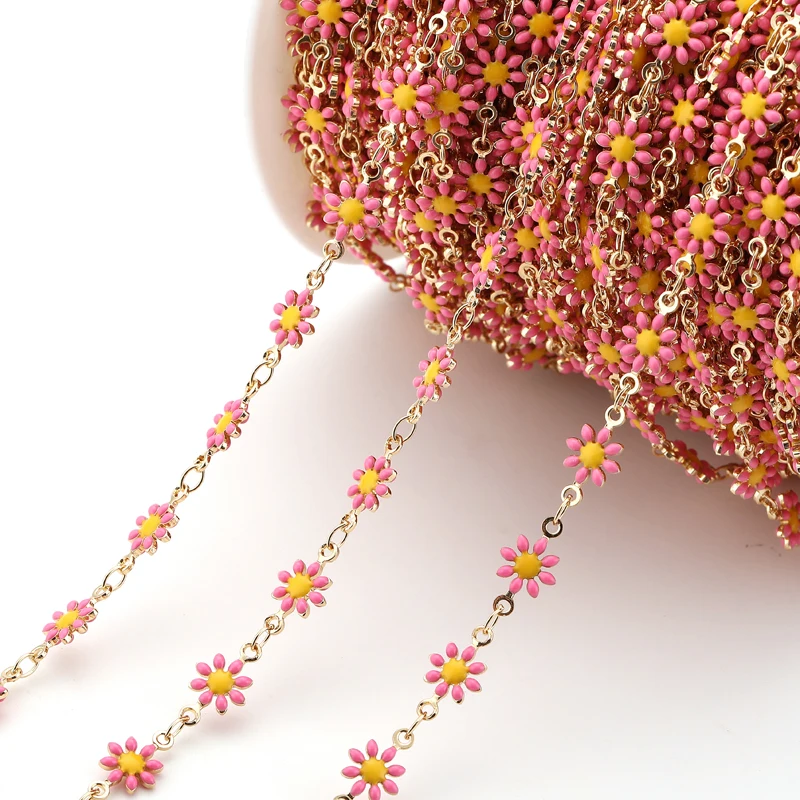 1 metres/strip 8 colors Daisy copper Chain for Jewelry Making DIY Necklace Chains Foot chain accessories Y20