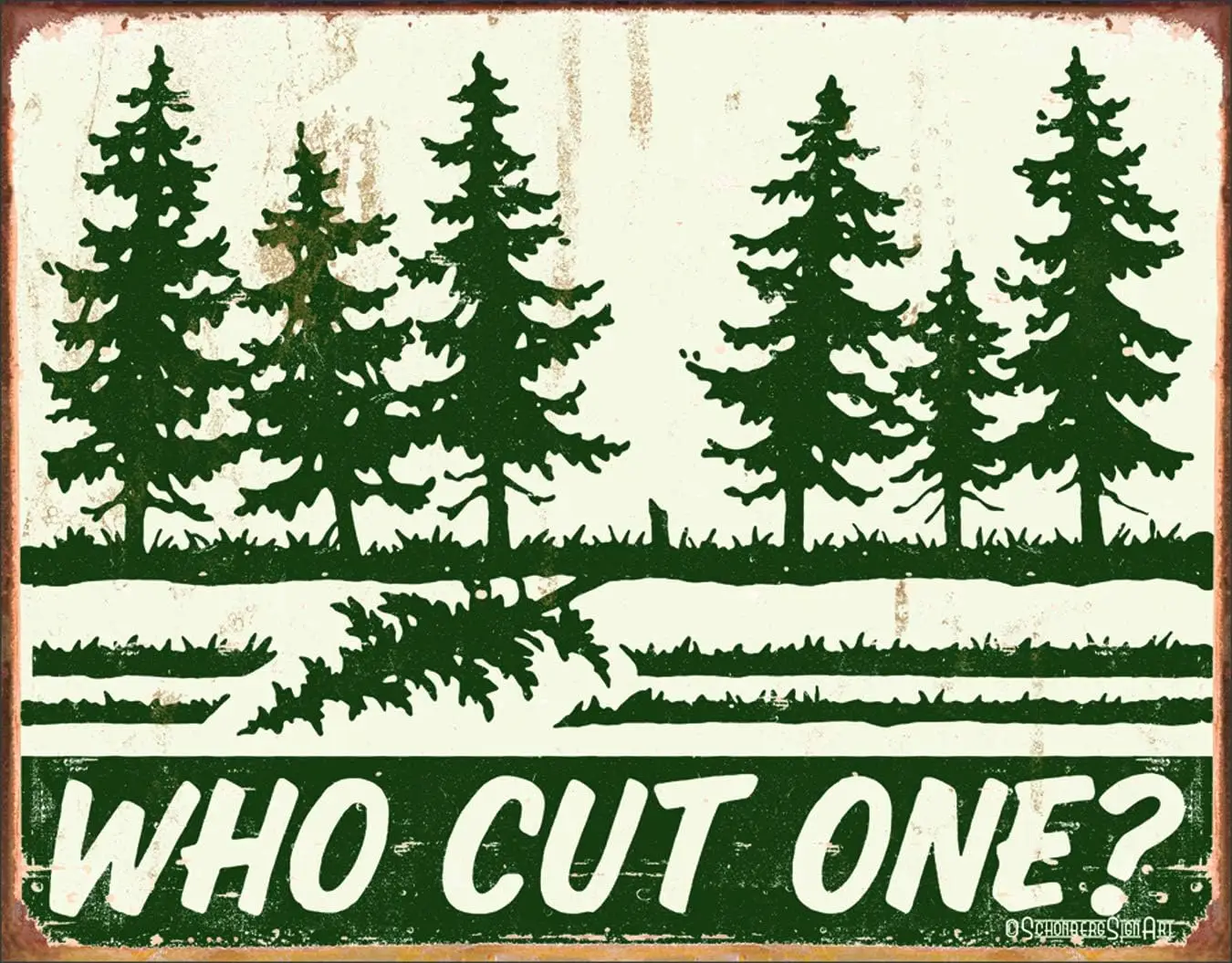 Скидка на плакат шонберг Юмор Оловянная металлическая табличка: кто режет One?, 16x12