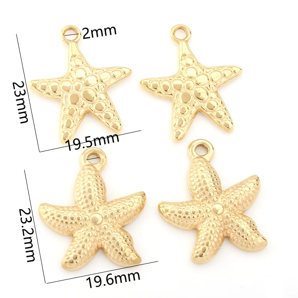 5Pcs Stainless Steel 2Style Starfish Sea Shell Beach Charm Pendants DIY Jewelry Bracelet Necklace Making