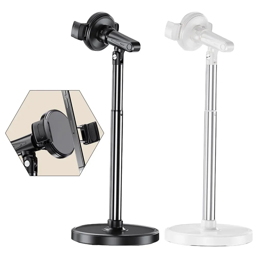 Stylish Retractable Phone Stand for Desk Adjustable Height and Angle for Tailored Viewing Experience and Desk Decor