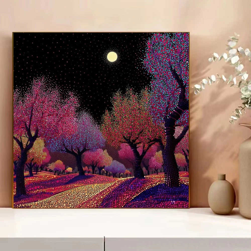 Glowing Moonlit Forest 500PCS/1024 PCS Jigsaw Puzzles Canvas Art Wall Decor for Game Room or Living Room Unique Gift Frameless