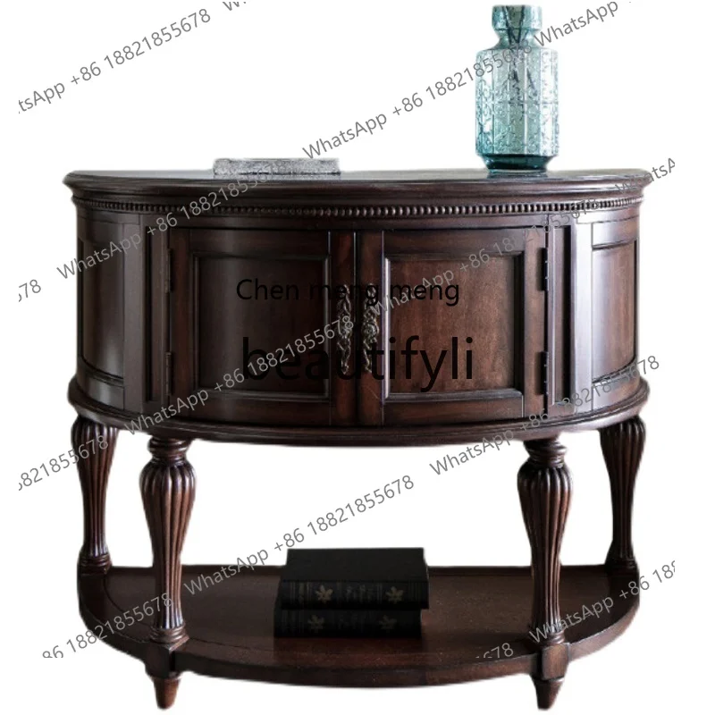 

American light luxury solid wood porch cabinet designer model room decorative cabinet semi-circular locker customization H