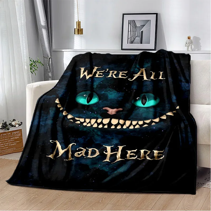 Cartoon Alice nel Paese delle Meraviglie Cheshire Cat Morbide coperte, Coperta da tiro Comoda coperta per letti da picnic Divano Casa Camera da