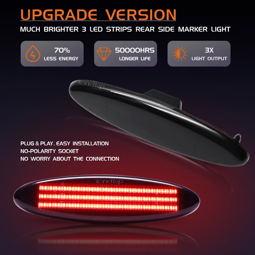 LED Dynamic Side Marker Lights Rear Bumper Lamp Red Turn Signal Lamps Indicator Smoke Lens For Chevy Corvette C5 1997-2004