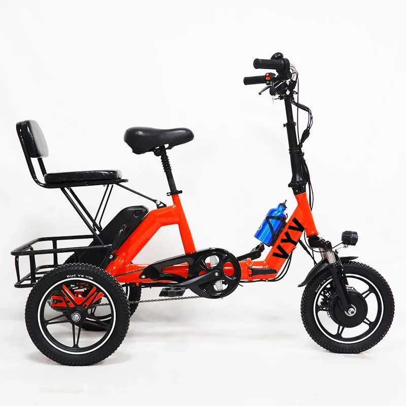 EU Stock Folding Electric Tricycle For Adults 48V 350W Portable Foldable 3 Wheel Electric Bicycle For Women Etricycle Big Basket