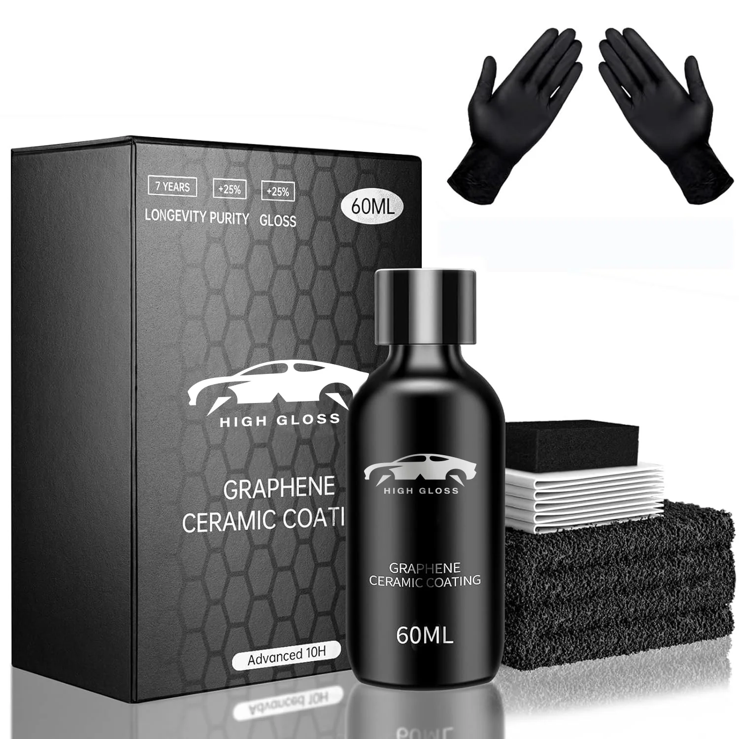 Graphene Ceramic Coating 10H Ceramic Coating for Cars High Gloss Anti-Scratch Nano Coat Kit Hydrophbic Mirror Paint Protection