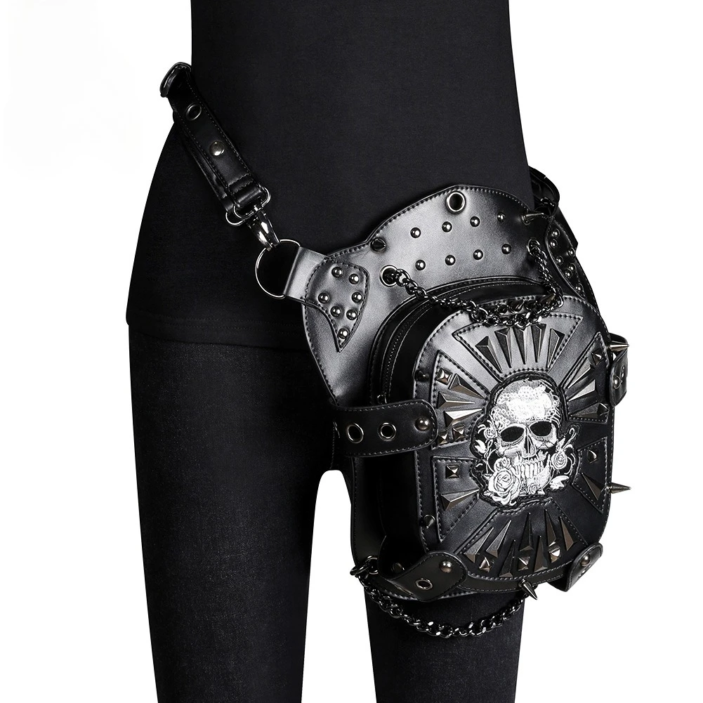 

Motorcycle bags Skeleton One-shoulder Women's Crossbody Bag PU Outdoor Waist Bag Purse