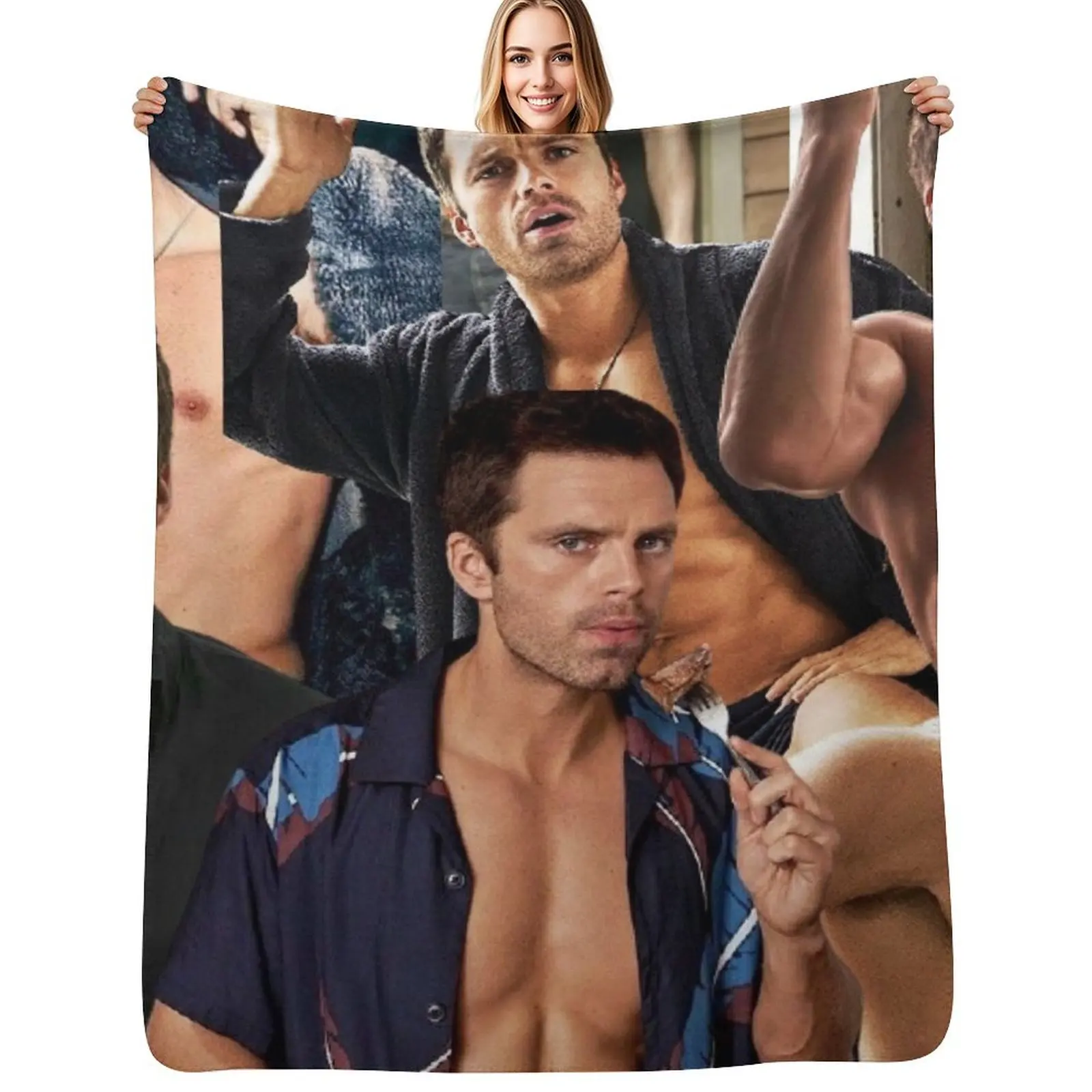 

Sebastian Stan collage Throw Blanket Long Lasting Soft Plush Blanket for Daily Use