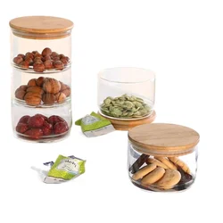 2-3 Layers Stackable Combination Storage Jar Kitchen Sealed Box Fruit Vegetable Salad Candy Bowl Coffee Bean Food Container