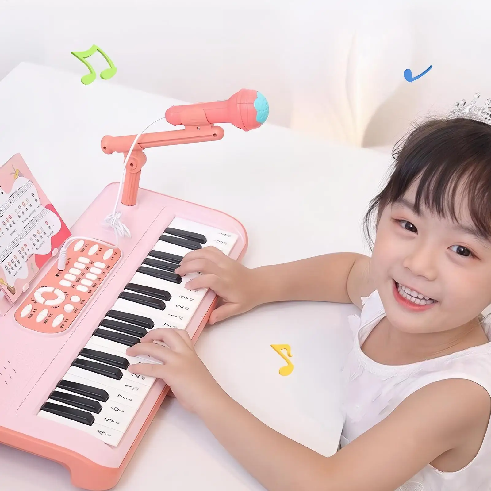 37-klawiszowe elektroniczne pianino dla dzieci z mikrofonem, instrument muzyczny, zabawka, 2 tryby grających, pianino-zabawka, zabawka edukacyjna, prezent