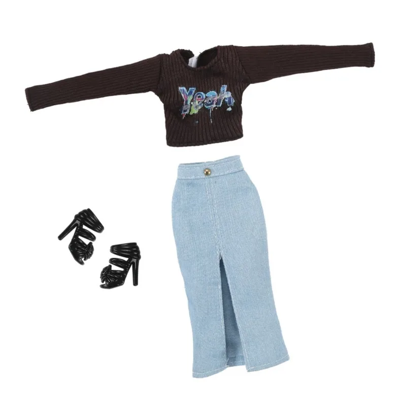 30 سنتيمتر عارضة أزياء دمية 1/6 أنثى دمية مع الملابس المفاصل المنقولة الدمى فساتين راقية الدنيم تنورة دمية الفتيات اللعب منزل اللعب