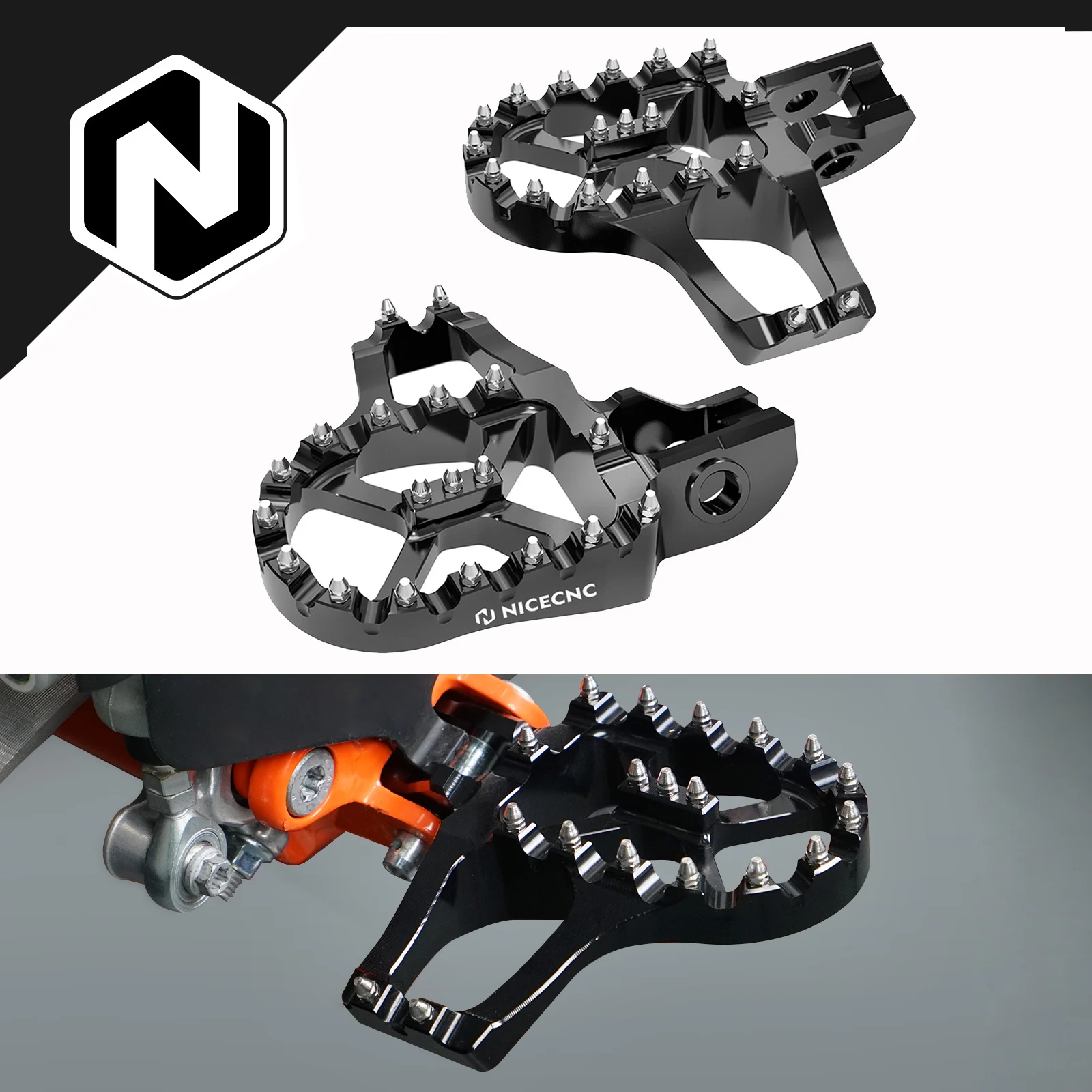 

For KTM EXC 300 2017-2023 NICECNC Extender Foot Pegs Footrests EXCF 350 XCW 500 XCWF 17-23 SX 125 SXF 450 XC 300 XCF 2017-2022