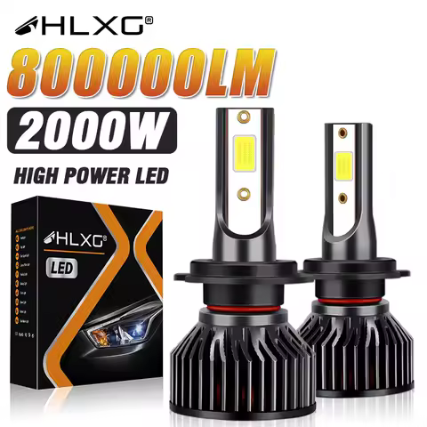 HLXG H4 LED H7 H11 Car Headlight Bulbs 2000W High Power CSP H1 H3 H8 9005 HB3 9006 HB4 9012 HIR2 Turbo Lamp 6000K Car Light 12V