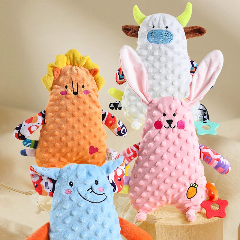 Boneca calmante animal tridimensional com sino, brinquedos de papel tocando, desenhos animados bonitos para o bebê, brinquedos divertidos para crianças, presente do festival, novo