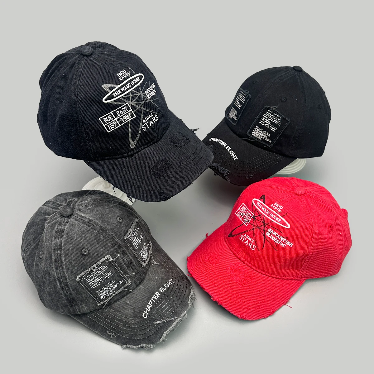 ins Personal Letter Broken Style Baseball Hats New Unisex Sunshade Street Versatile Distress Hip Hop Fashion Outdoor Peaked Caps