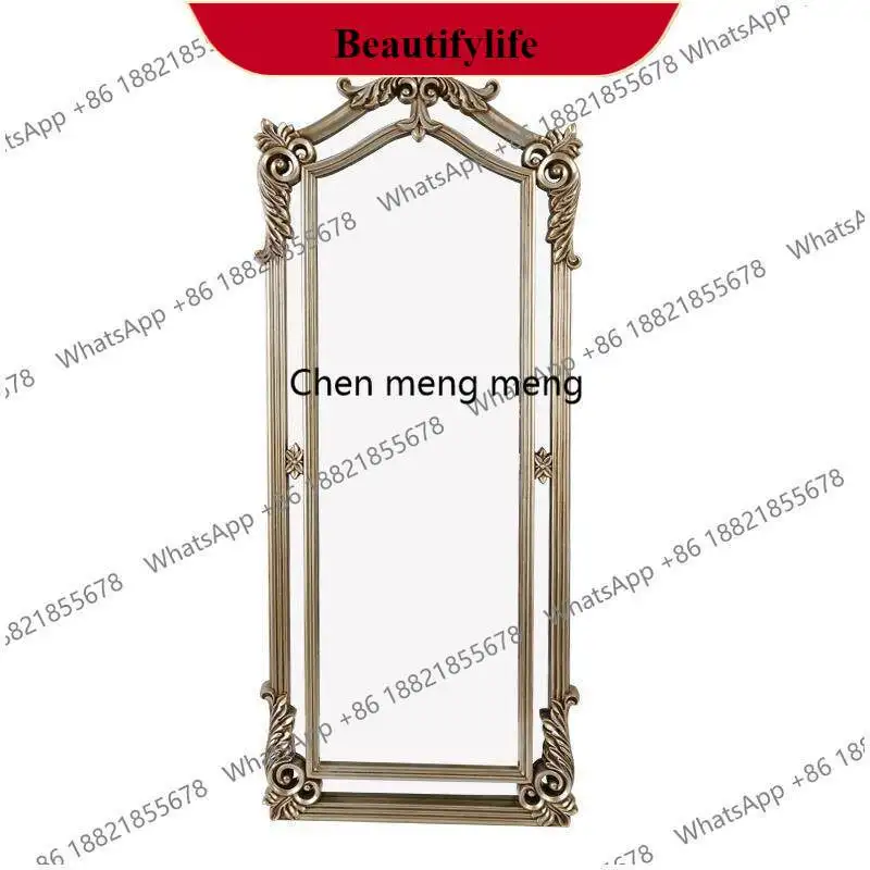 zG185Nordic American simple full-length mirror carved retro floor entrance wall-mounted decorative mirror