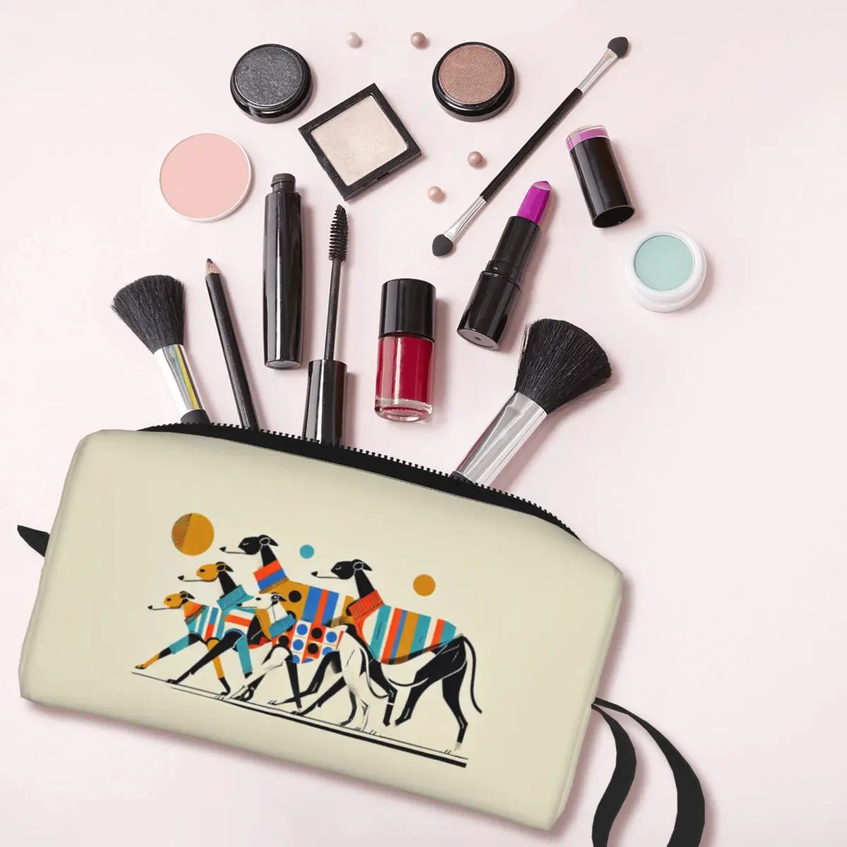 Sighthound Greyhound Whippet Lurcher Makeup Bag Cosmetic Organizer Toiletry Cosmetic Bag for Women Beauty Travel Pencil Case