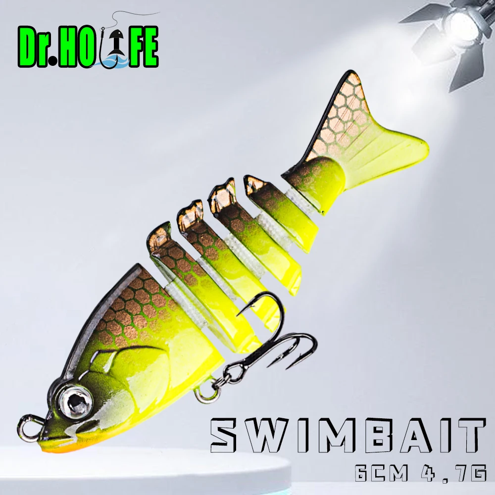 

Dr.Holife 1PCS 6CM 4.7G Bass Perch Swim Bait Artificial Fishing Lure For Mini Multi Jointed Swimbait Sinking Segments Small Lure
