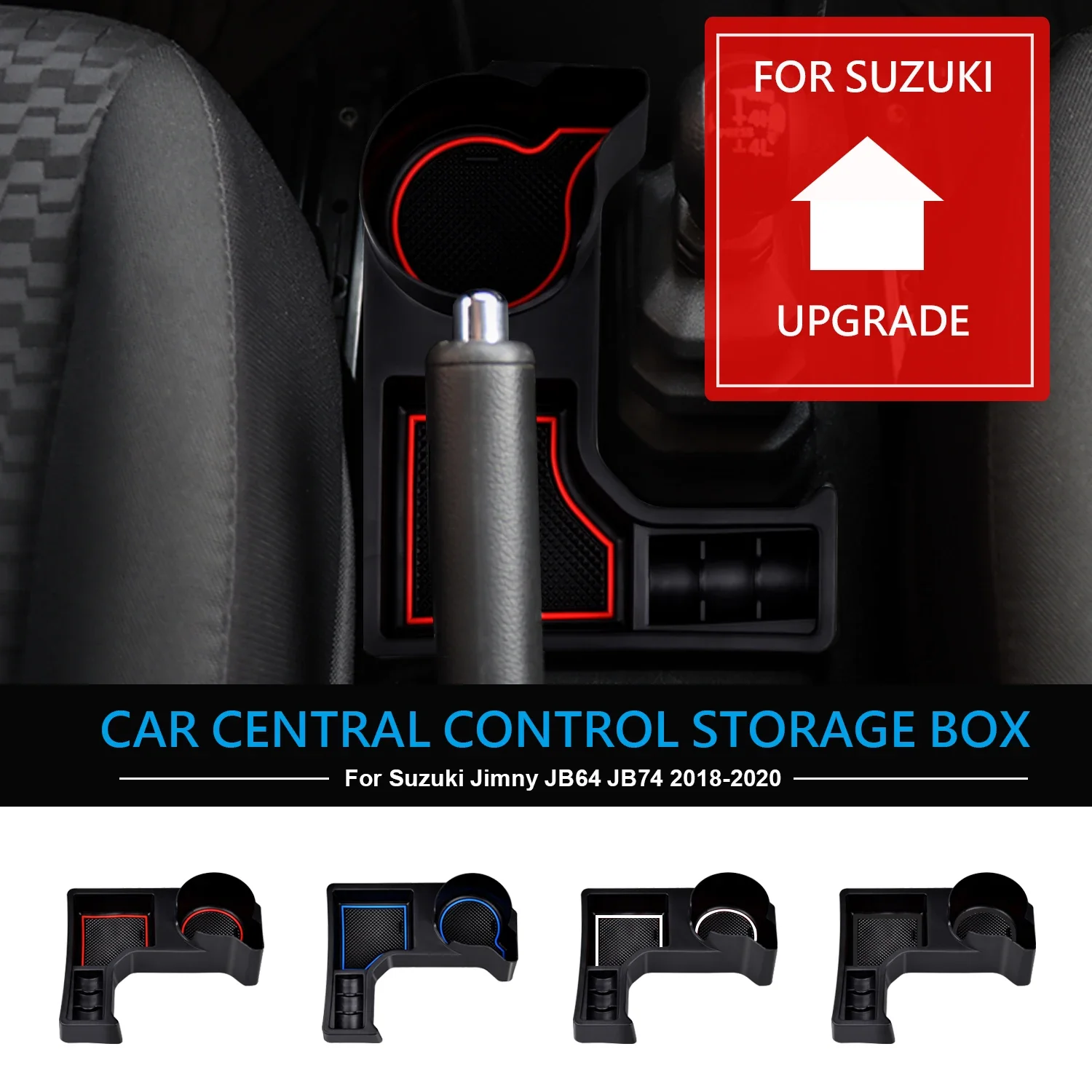 Stowing Tidying Car Gear Shift Storage Box Organizer Tray Cup Holder Knob Lever Shifter Boot Mat For Suzuki Jimny 2019 2020 2021