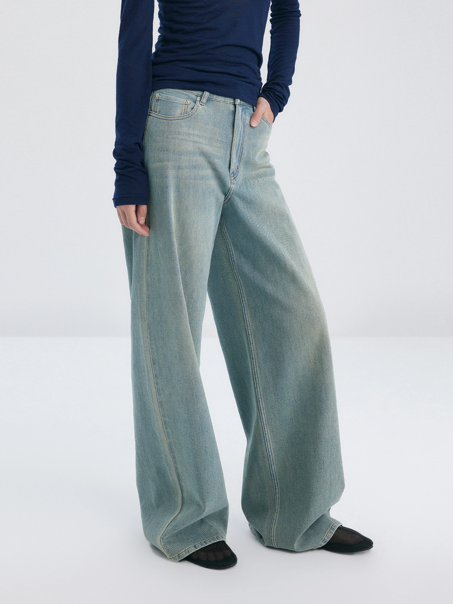 

MOLY CHO Vintage Straight Leg Jeans Women's Loose Casual Washed Wide Leg Pants Spring Comfortable Cotton Natural Waist Zipper