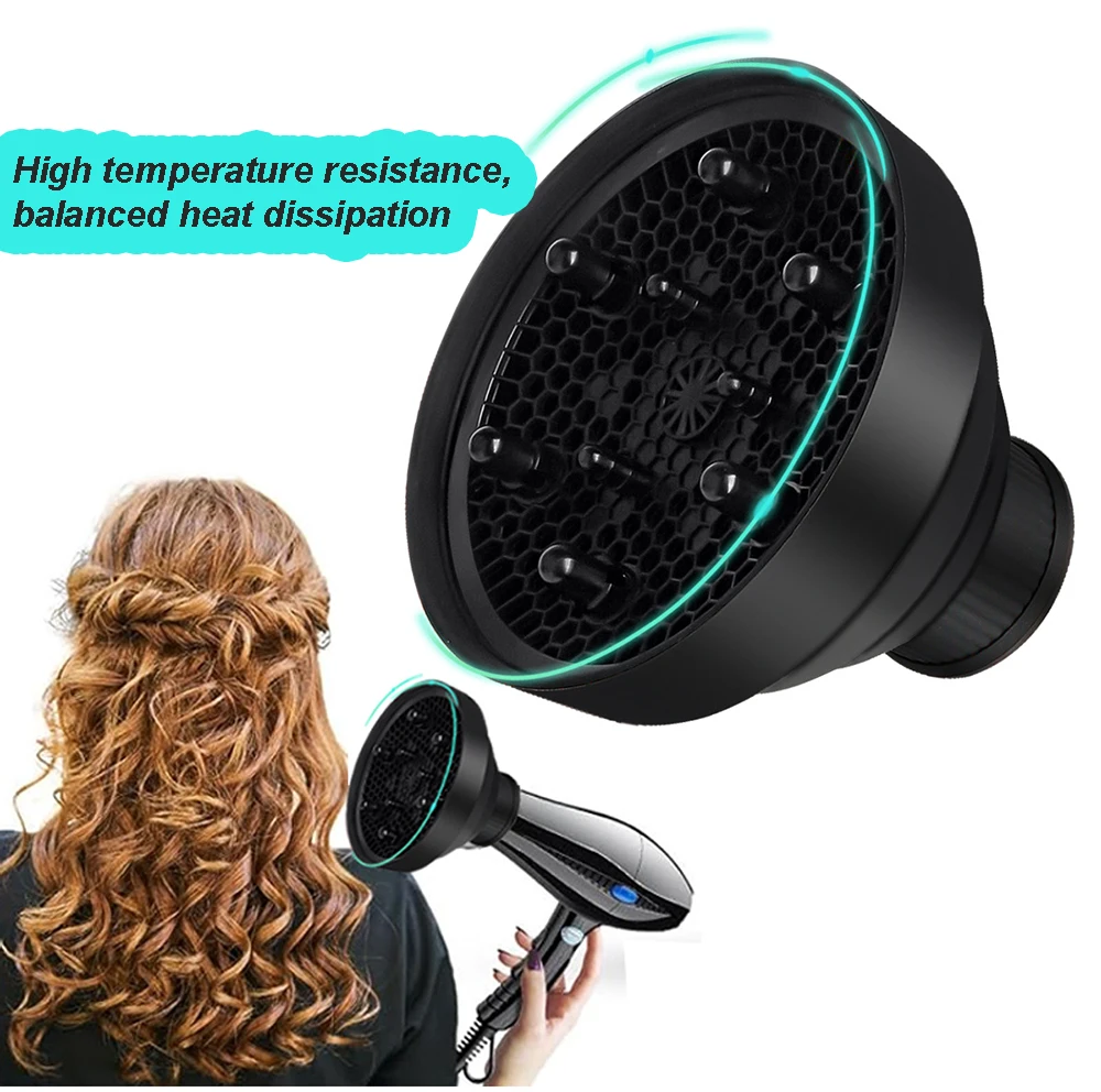 Silicone Hair Dryer Diffuser - Foldable & Universal Fit Attachment for Curly & Wavy Hair, Reduces Frizz & Enhances Natural Curls