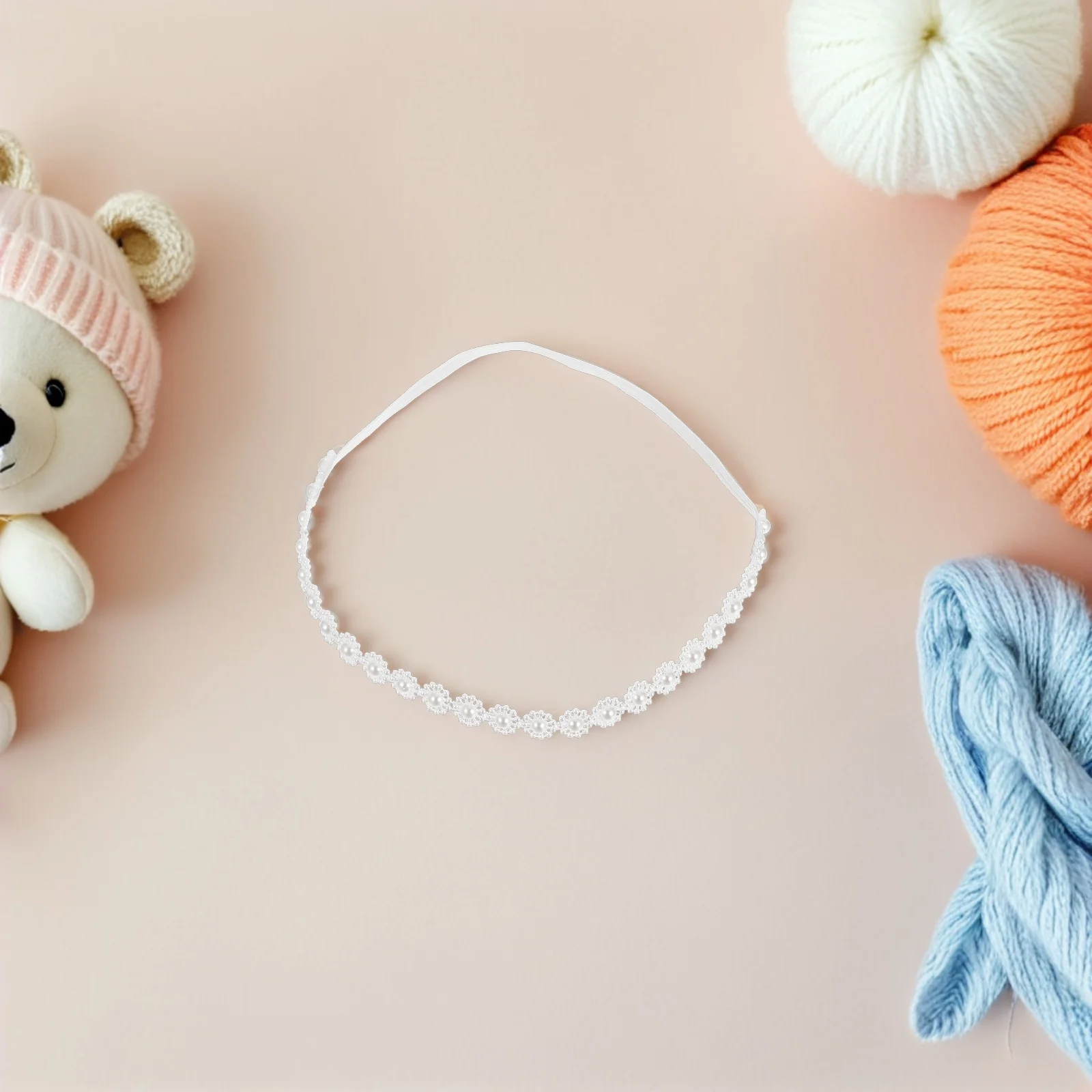 

Elegant Newborn Pearl Headband Ivory Tone Soft Lightweight Baby Girl Headbands Perfect for Newborn Photoshoots and Milestones