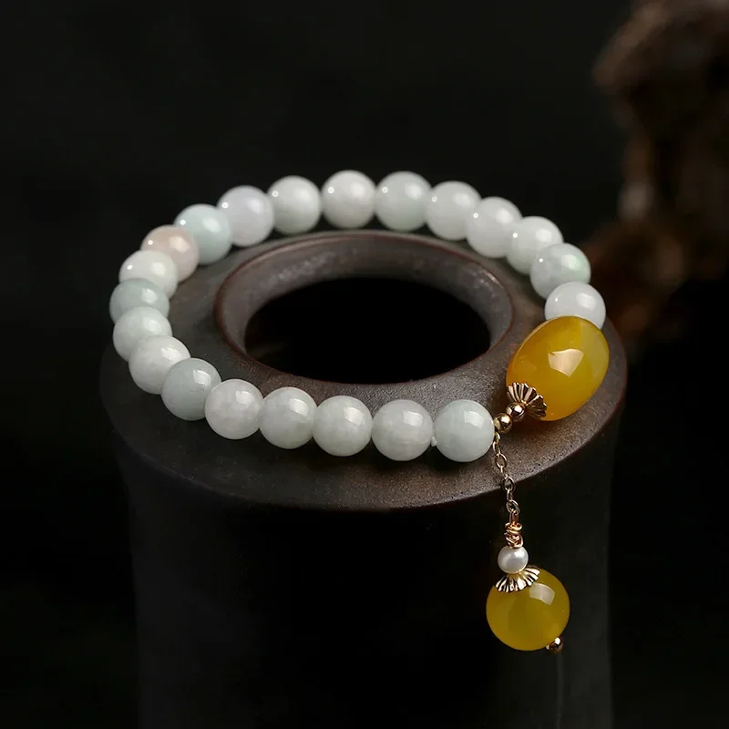 

AngLang Natural Jade Beads Red/Yellow Agate Freshwater Pearl Pendant 14k Gold Filled Beaded Bracelets Women Fine Jewelry YBR345