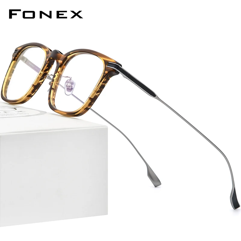 

FONEX Acetate Titanium Glasses Men Retro Square Eyeglasses Women 2022 Vintage Frame Eyewear F85706