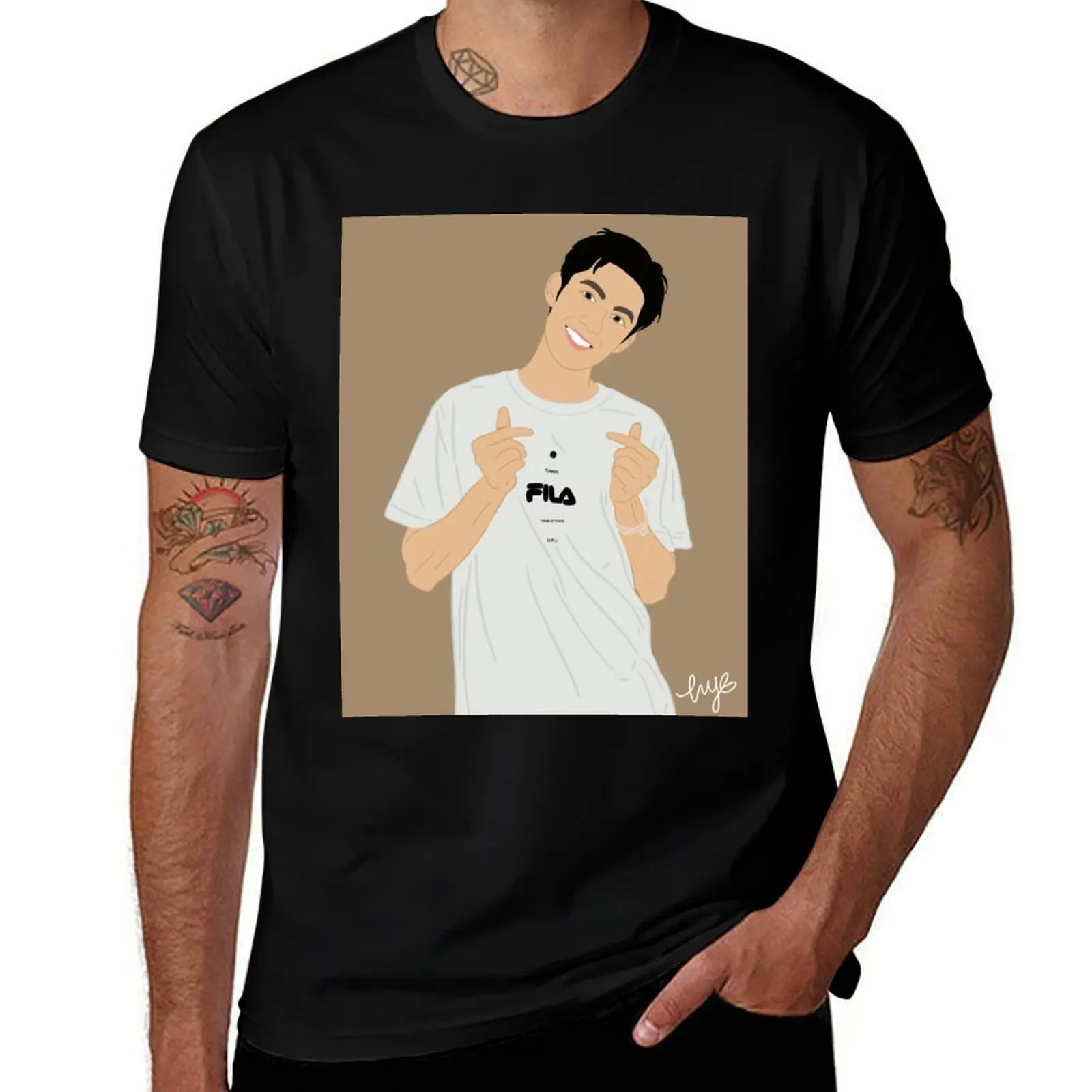 Dylan Wang- Hearts T-Shirt Plus Size Simple Casual Top T-Shirt
