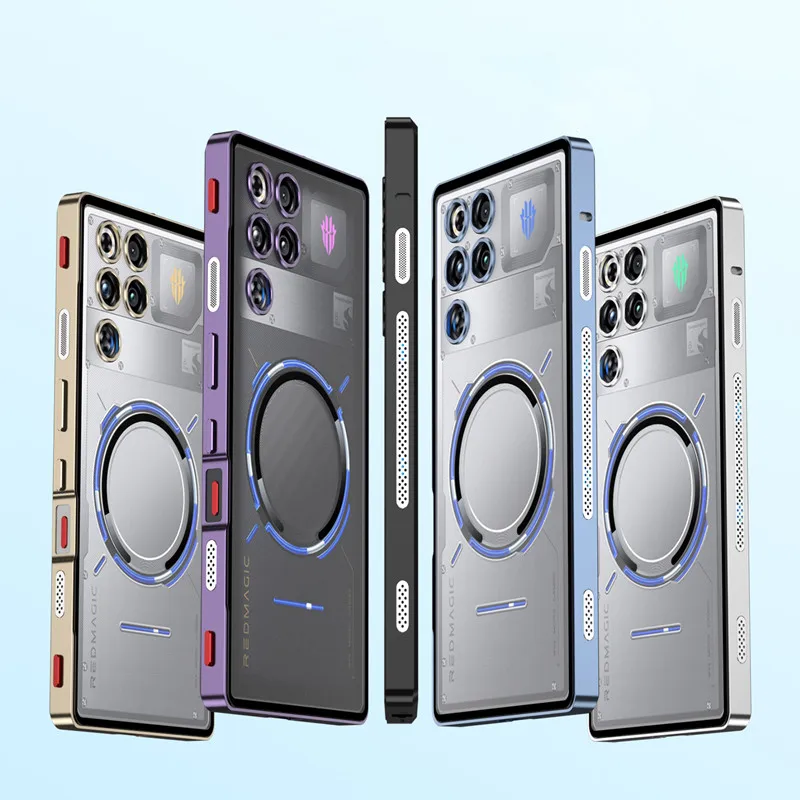 

Metal Bumper Case For ZTE RedMagic 11 Pro+ RedMagic11Pro Anti-drop Alloy Frame Magsafe Ring Transparent PC Back Cover
