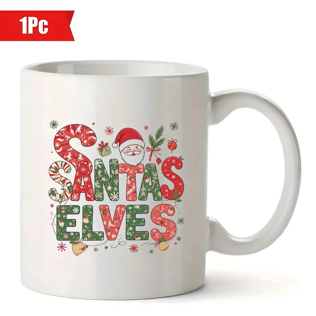 Taza de 11 oz + Taza de dibujos animados con temática navideña + Taza para niños + Taza de café para oficina familiar + Set de regalo navideño
