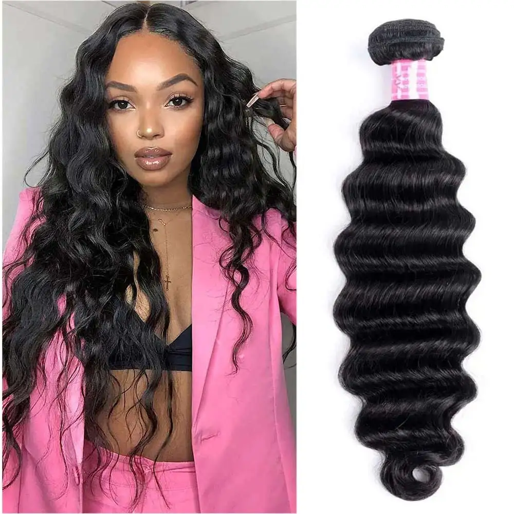 Deep Wave Human Hair Bundles Remy Hair Curly Remy Hair Weave Bundle Raw Virgin Hair Extensions Brazilian 28 30 32 Inch