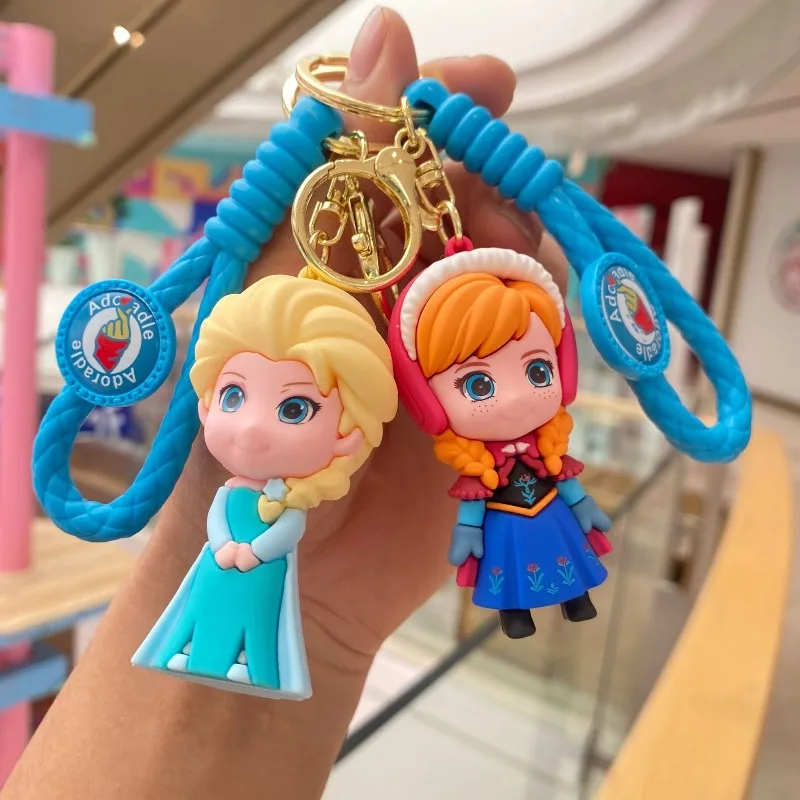 

Anime Frozen keychain Anna Olaf bag school bag pendant key ring Princess Elsa PVC doll car accessories key chain