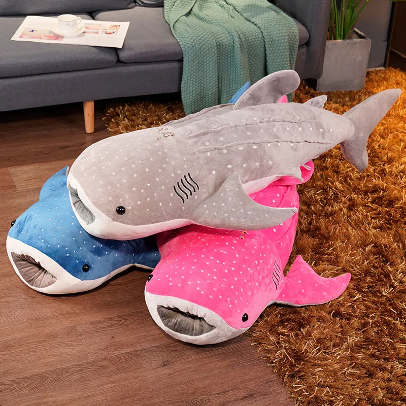 55-125cm Blue Whale Plush Toys Big Shark Fish Cloth Doll Whale Stuffed Plush Sea Animals Cushion Children Kids Birthday Gift