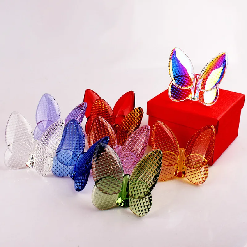 Glass Crystal Lucky Butterfly Vibrantly With Bright Color Ornaments Home Decor Butterfly Ornament Decoration Craft Ornament