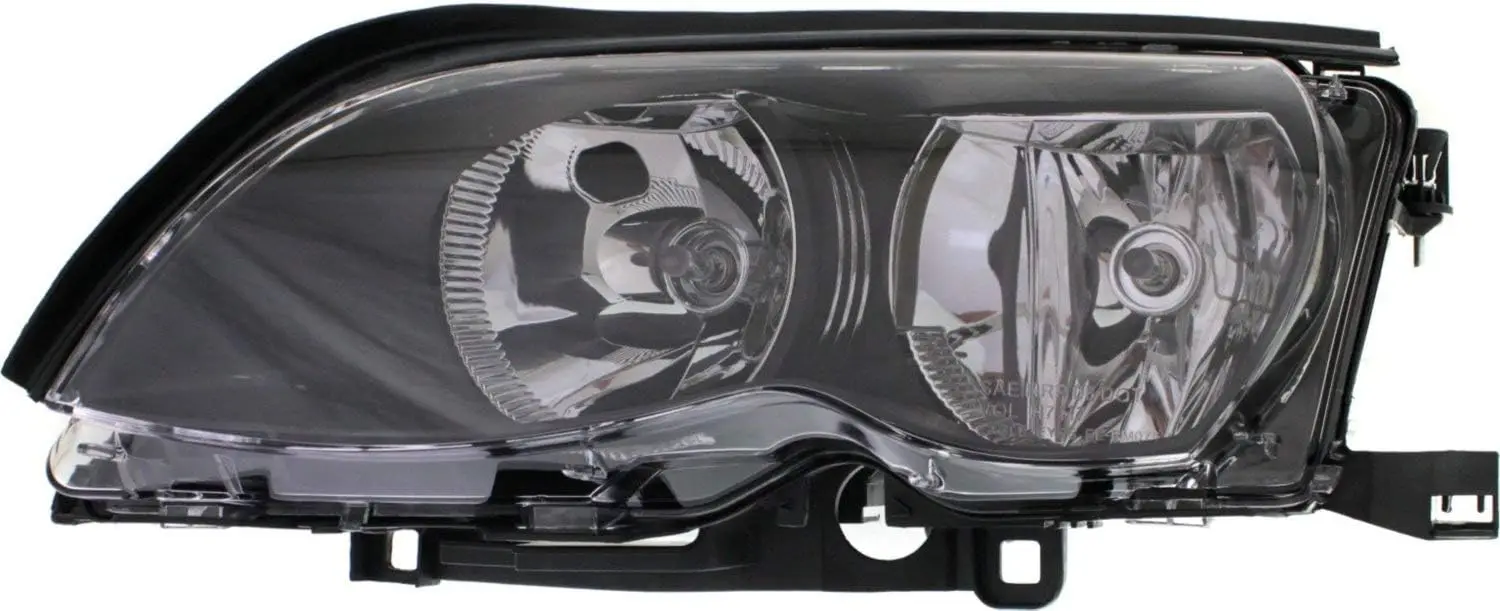 Clear Halogen Headlight Assembly for 325i 2002-2005 Sedan & Wagon, Driver and Passenger Side with Bulbs, Black Bezel, Replaces 63127165771 63127165772