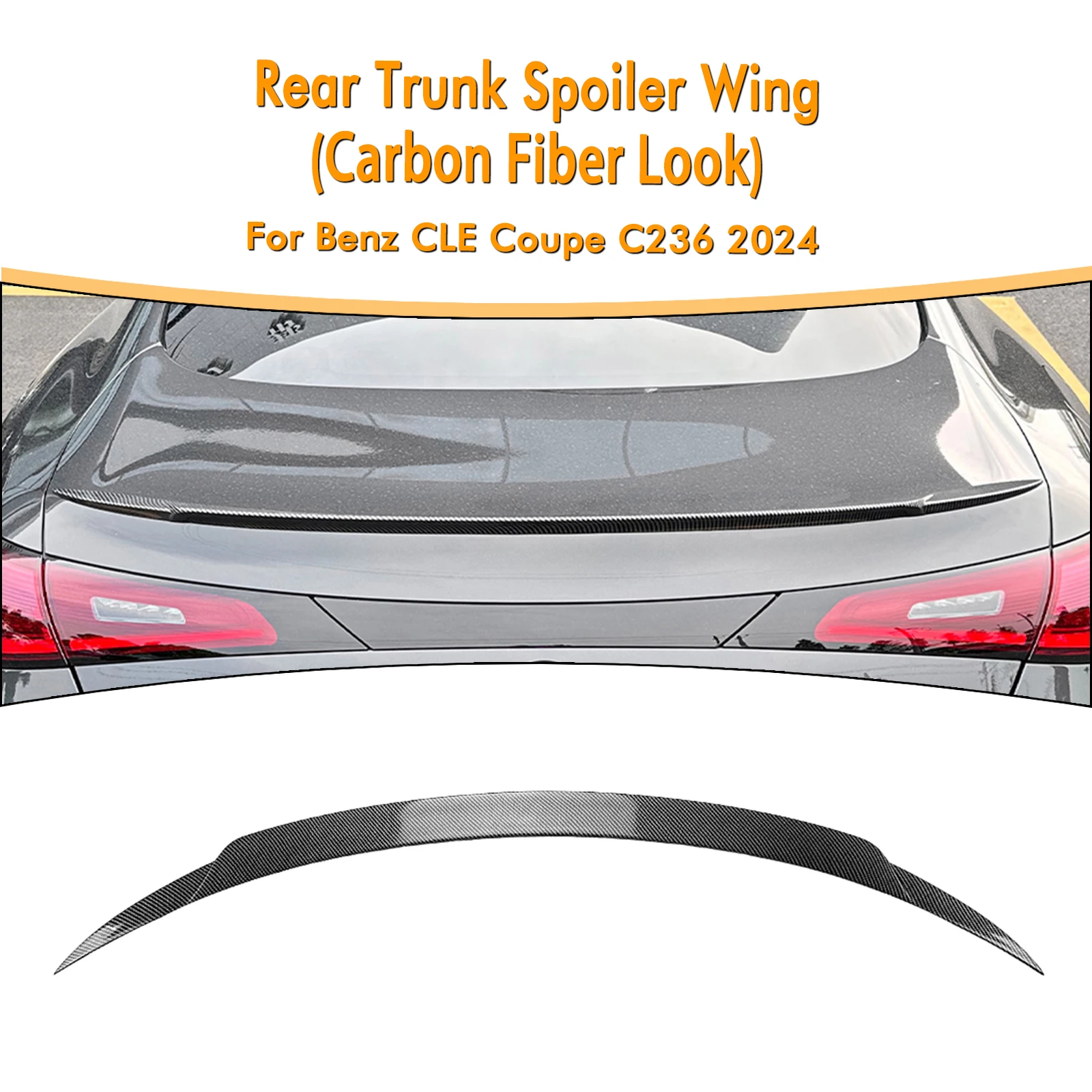 

For Mercedes Benz C236 CLE Class Coupe 2-Door CLE300 CLE450 AMG 2024 Rear Trunk Lid Spoiler Wing Car Tail Tailgate Splitter Lip