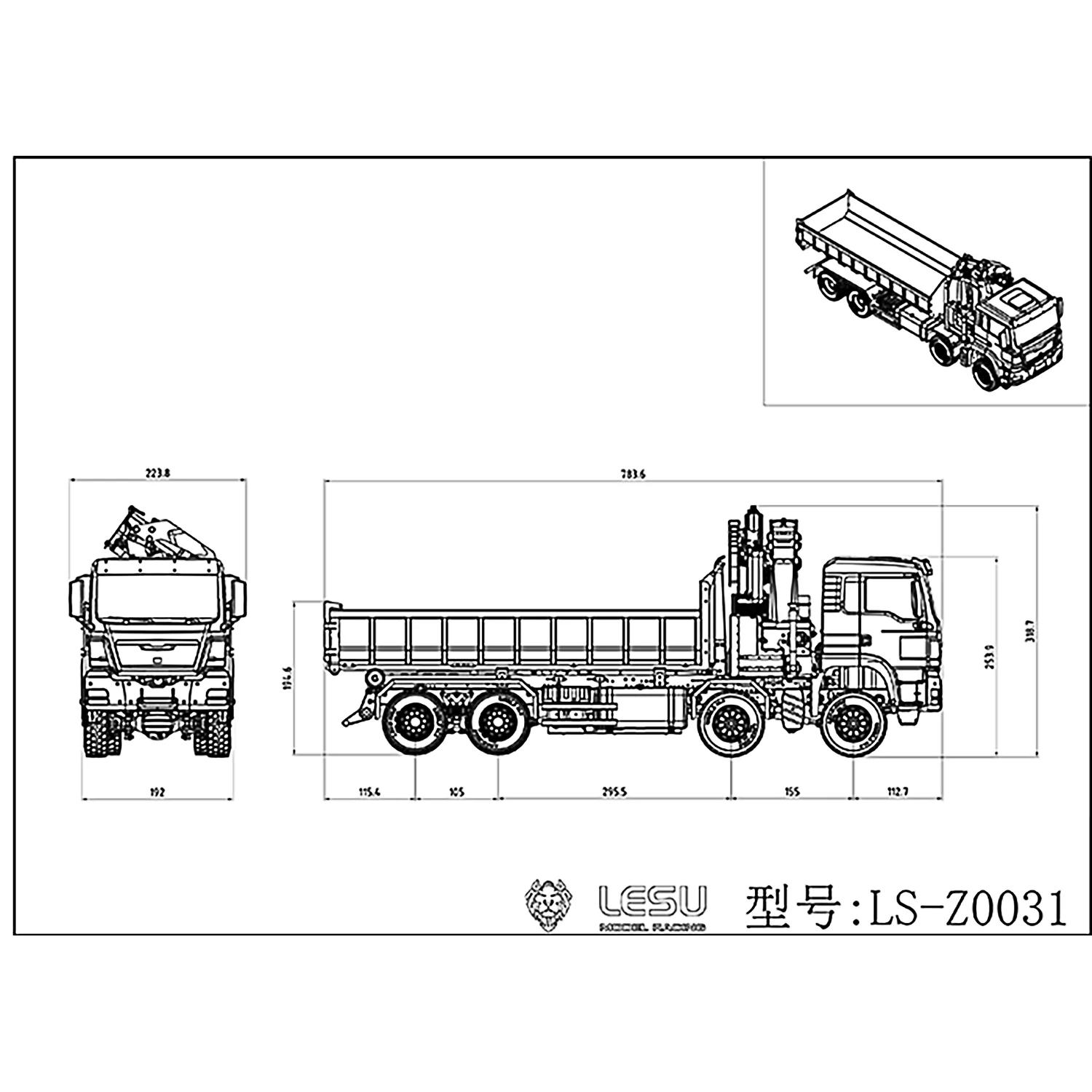 LESU 1/14 8x8 RC Roll on/off Hydraulic Truck Crane Dumper Tipper Reversing Valve Engineering Vehicle Model Toys Gift TH19852
