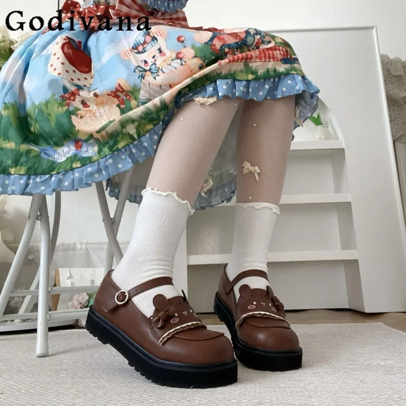 

Japanese Original Lolita Cartoon Cute Girl Flat Single Shoes Round Head Student JK Uniform Small Leather Shoes