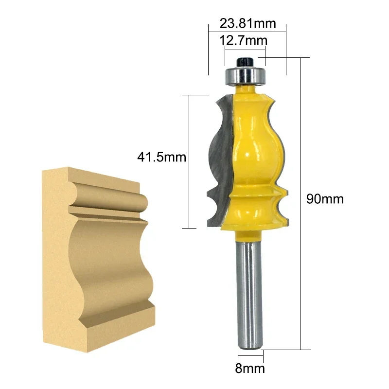 1PC 8MM Shank Milling Cutter Wood Carving Special Architectural Handrail Molding Router Bit Woodworking Cutter Milling for Wood